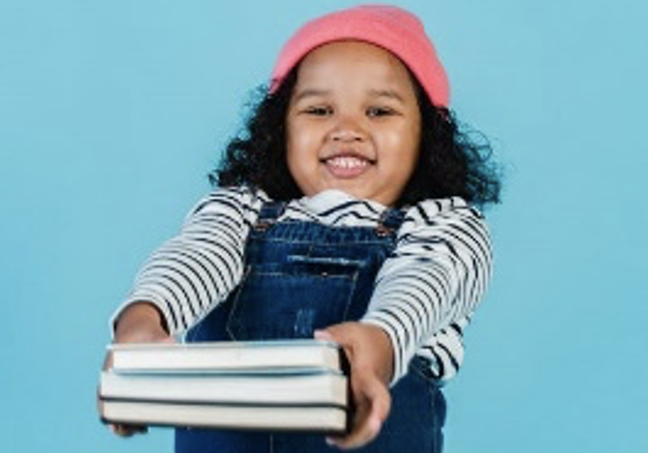 Girl Handing Over Books